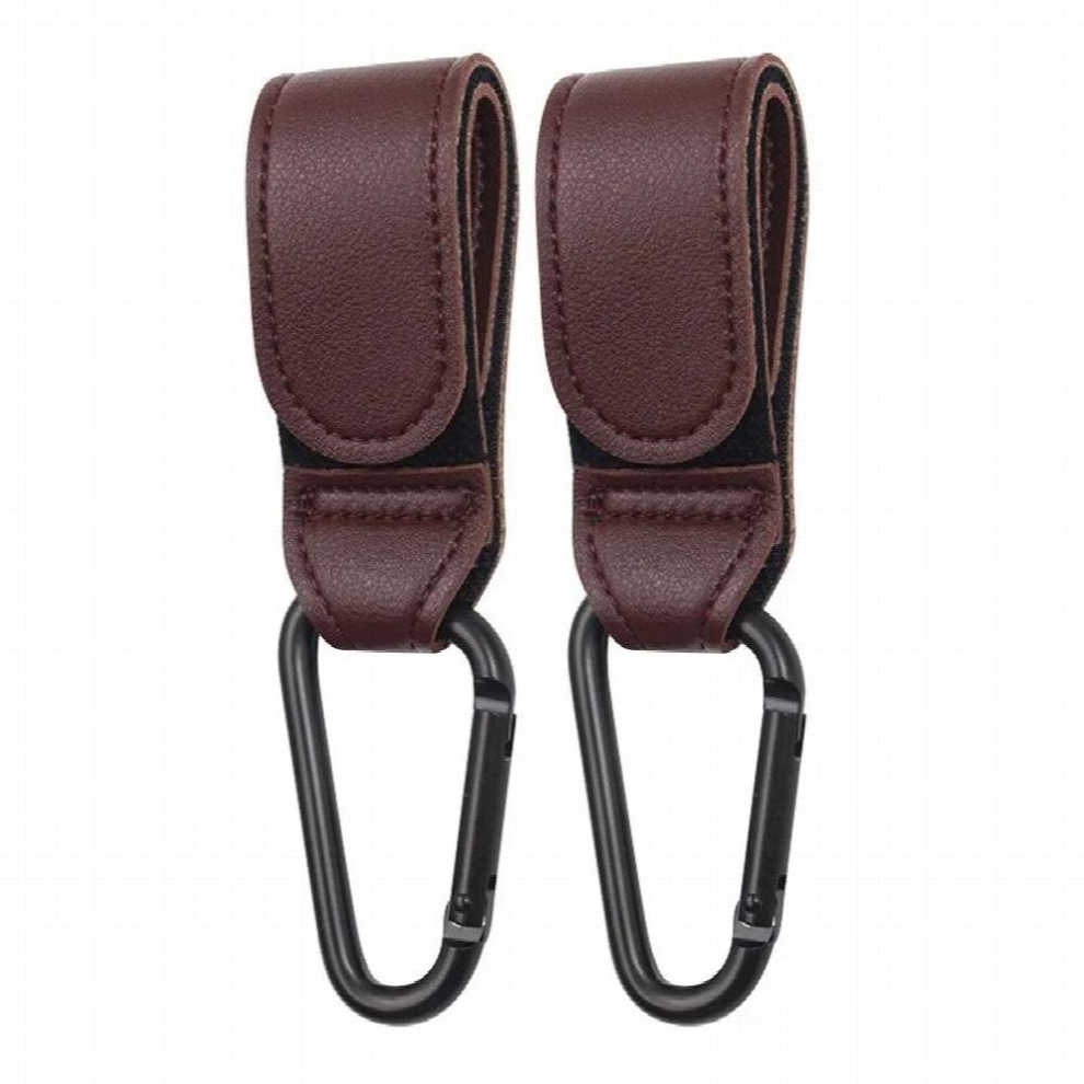 Baby Stroller Bag Hooks 2PCS PU Leather Rotatable Cart Organizer Metal Pram Hook Pram Rotate 360 Degree Stroller Accessories