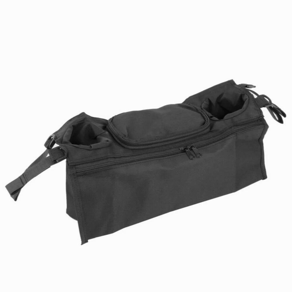 Universal Baby Stroller Organizer with 2 Cup Holders . Diaper Storage, Pockets for Phone, Keys, Toys. Compact