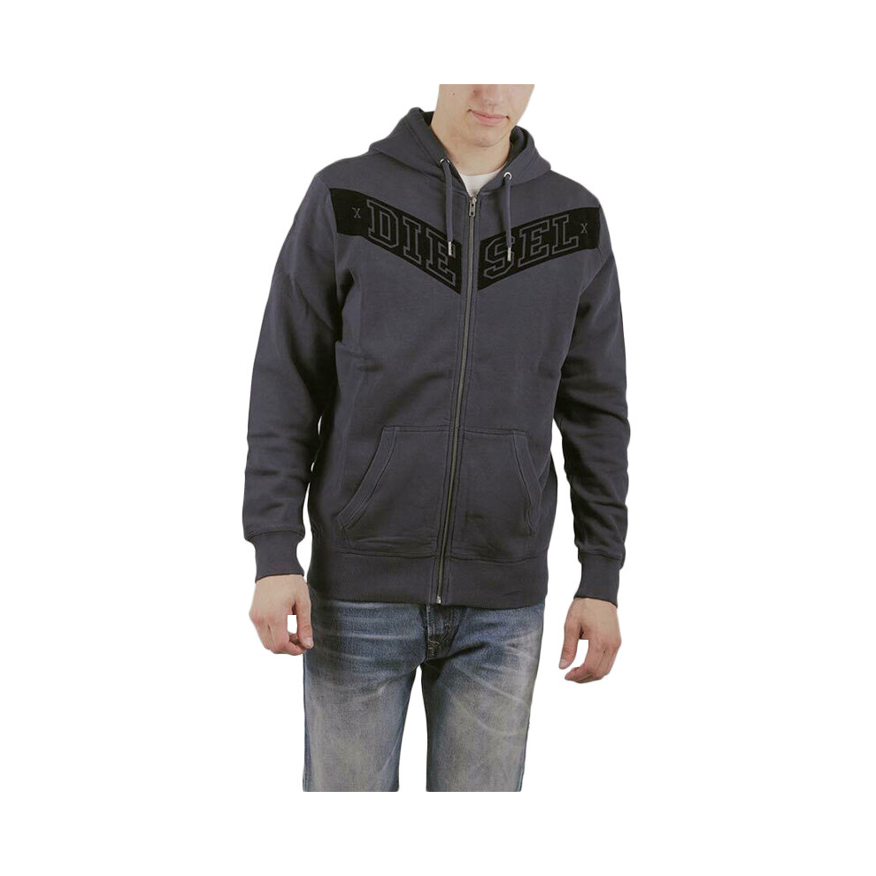 (Navy, S) DIESEL S AUV Mens Hoodies Gym Casual Sweatshirt Top Full Zip Hoody Jumper Bottom