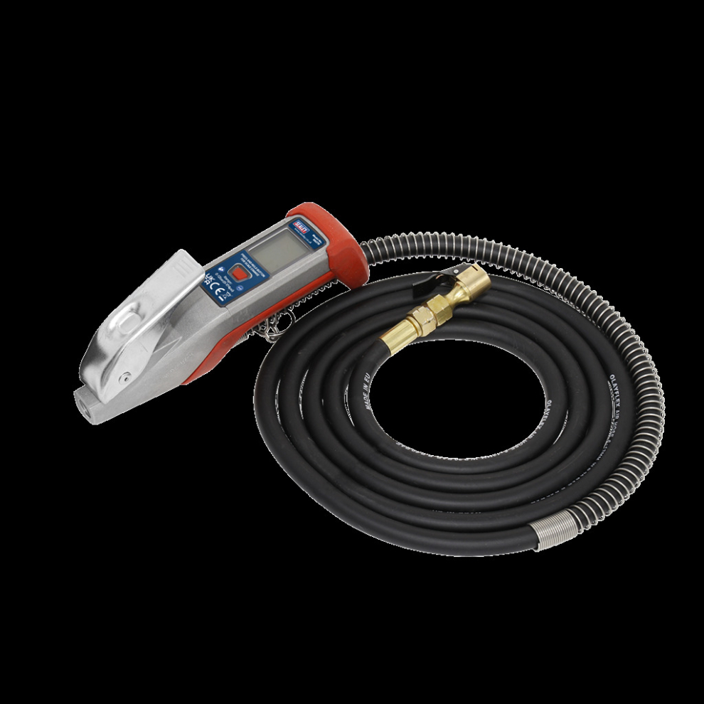 Sealey Digital Tyre Inflator 2.7M Hose With Clip-On Connector