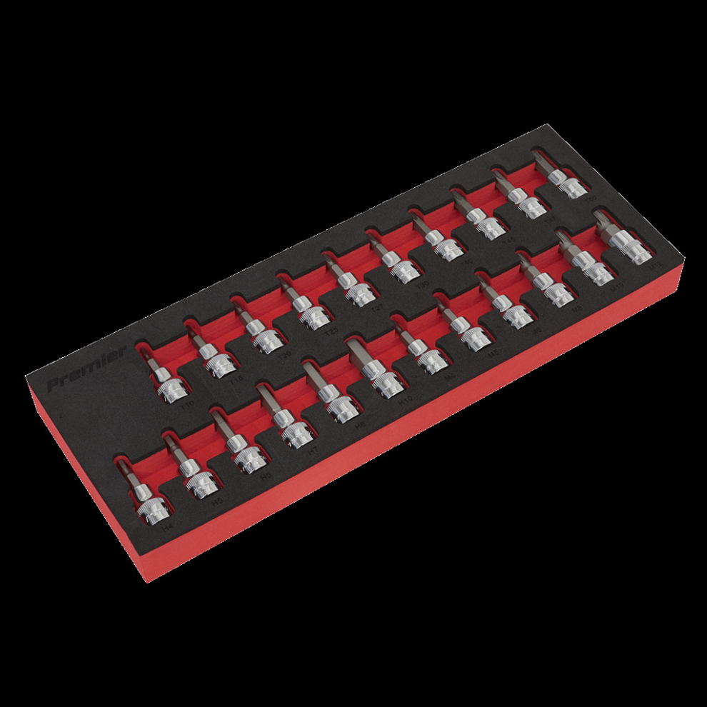 Sealey Trx-Star*/Hex/Spline Socket Bit Set 22Pc 3/8"Sq Drive Size 22