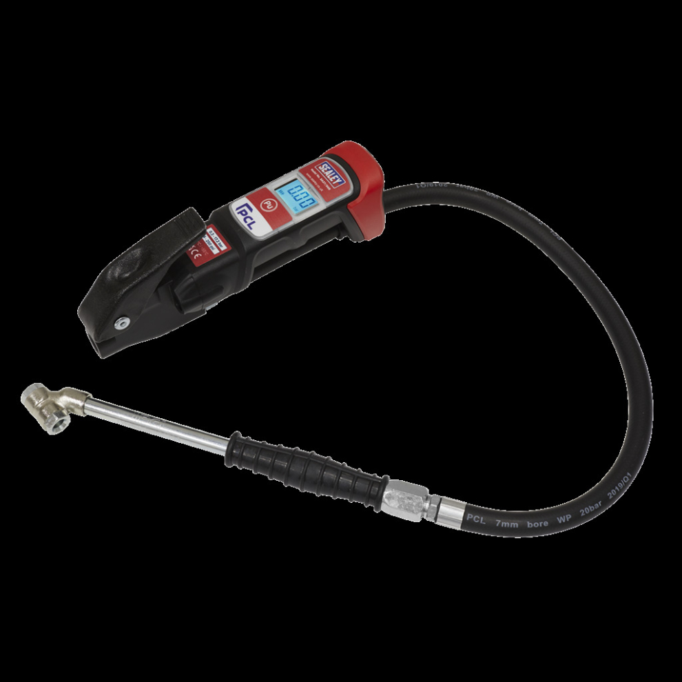 Sealey Premier Anodised Digital Tyre Inflator With Twin Push-On Connector