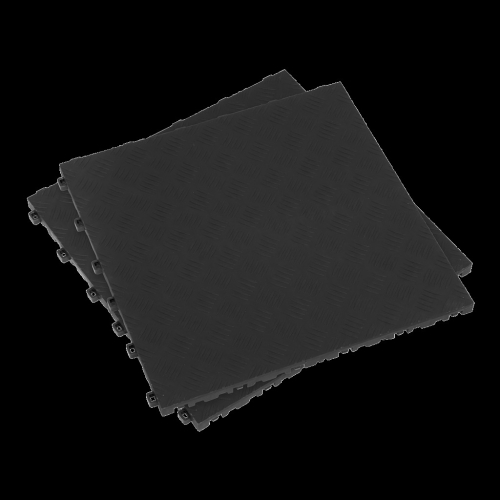 Sealey Polypropylene Floor Tile 400 x 400mm - Black Treadplate - Pack of 9