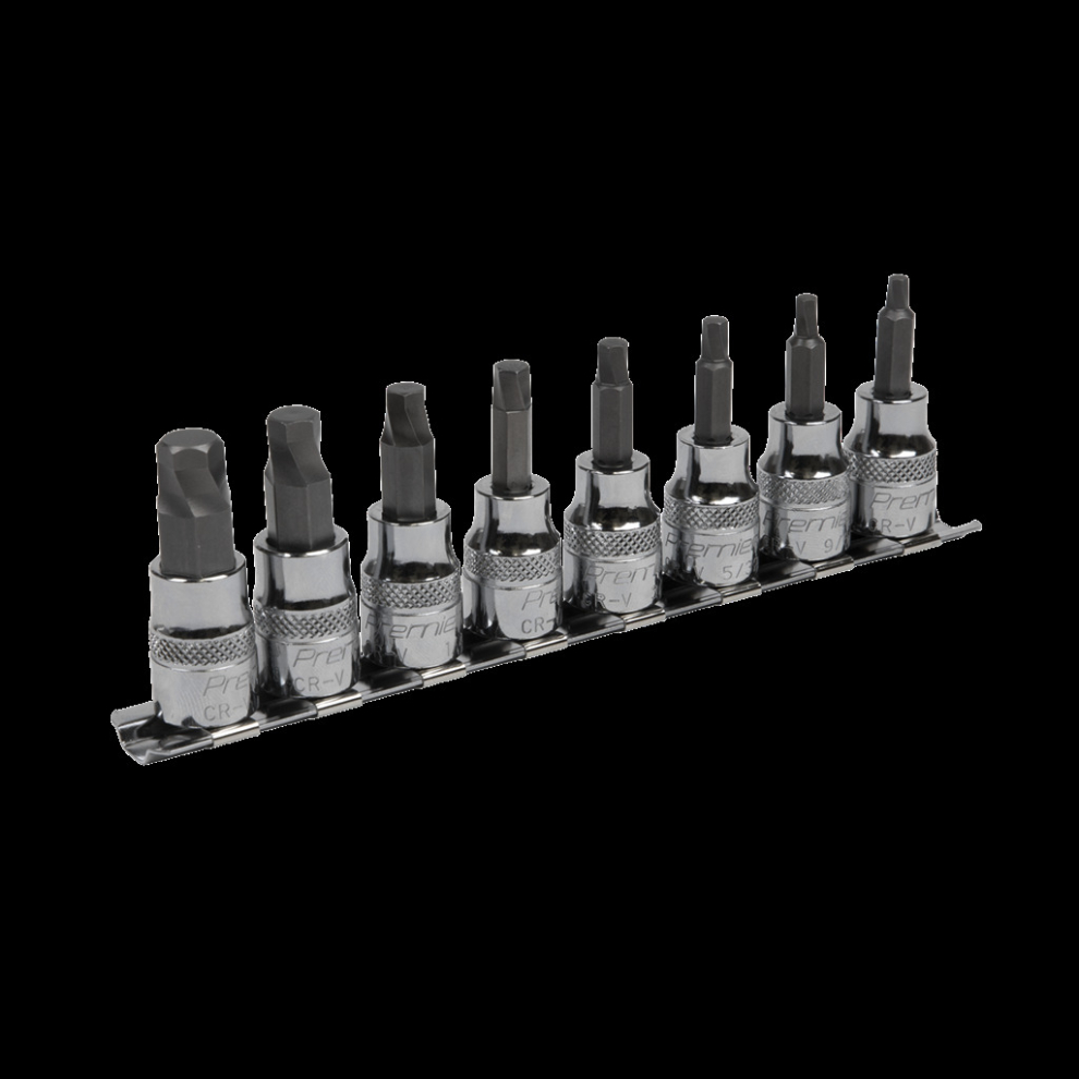 Sealey Hex Socket Bit Set Lock-On? 8Pc 3/8"Sq Drive - Imperial