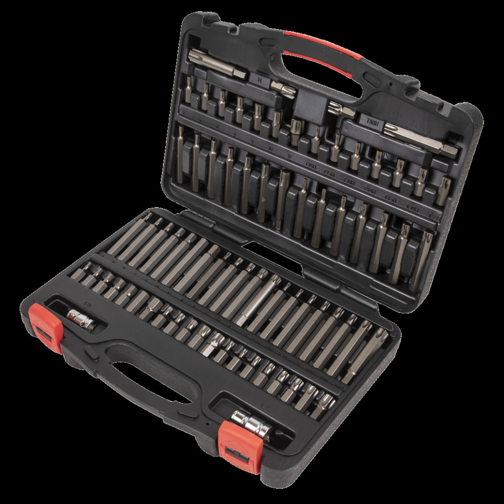 Sealey Trx-Star*/Security Trx-Star*/Hex/Ribe/Spline Bit Set 74Pc 3/8" & 1/2"Sq Drive