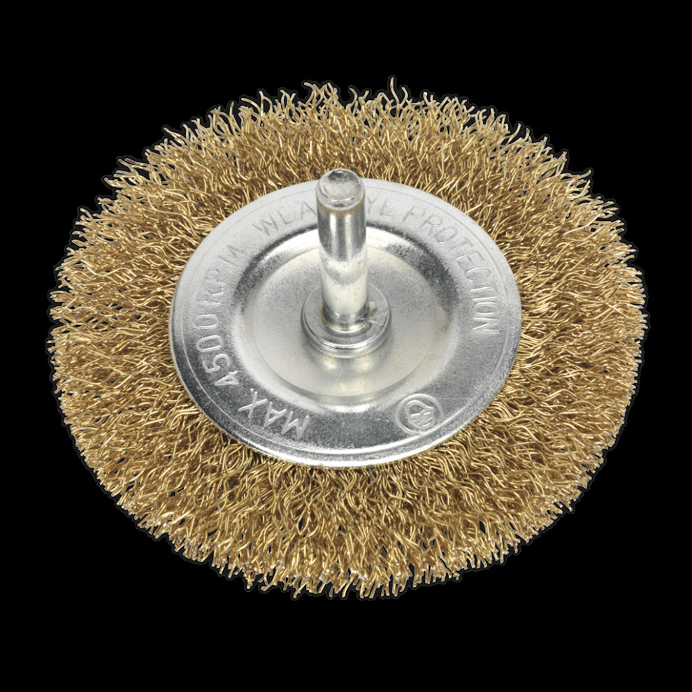 Sealey Crimped Flat Wire Brush Ø75mm Ø6mm Shaft