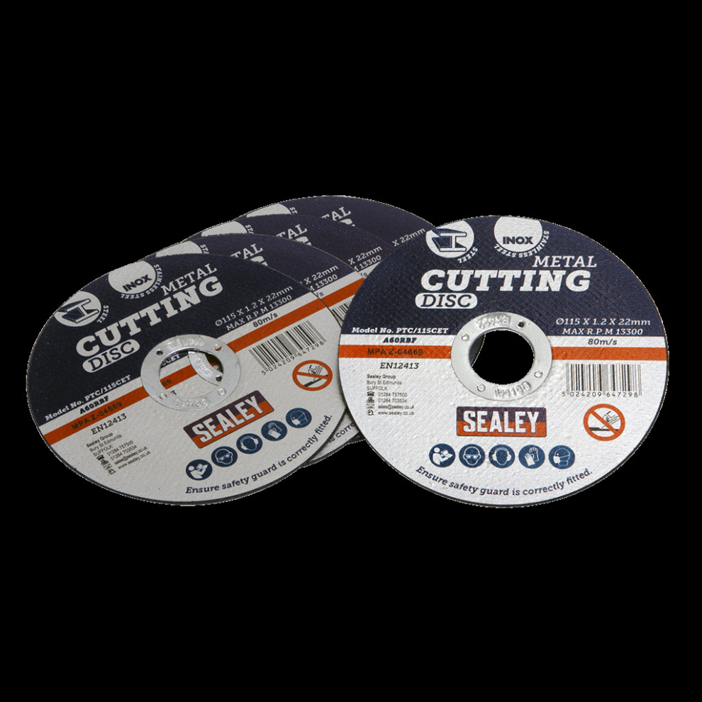 Sealey Cutting Disc Ø115 X 1.2Mm Ø22mm Bore Pack Of 5