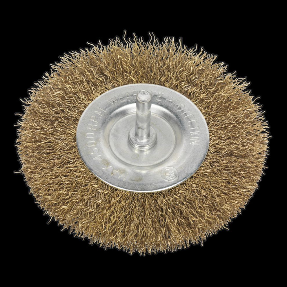 Crimped Flat Wire Brush Ø100mm Ø6mm Shaft 5024209142243