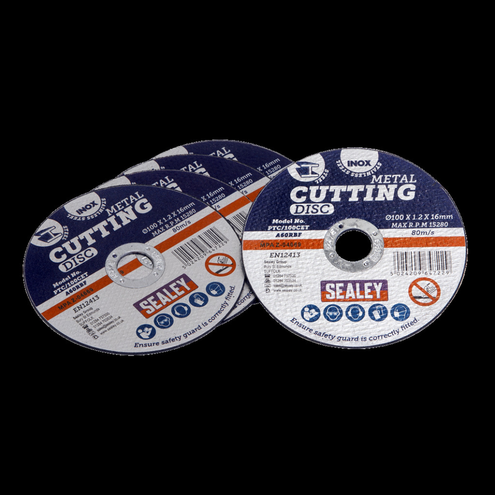 Sealey Cutting Disc Ø100 X 1.2Mm Ø16mm Bore Pack Of 5