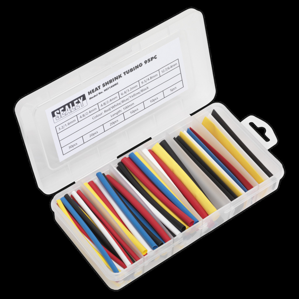 Sealey Heat Shrink Tubing Assortment 95Pc 100Mm Mixed Colours