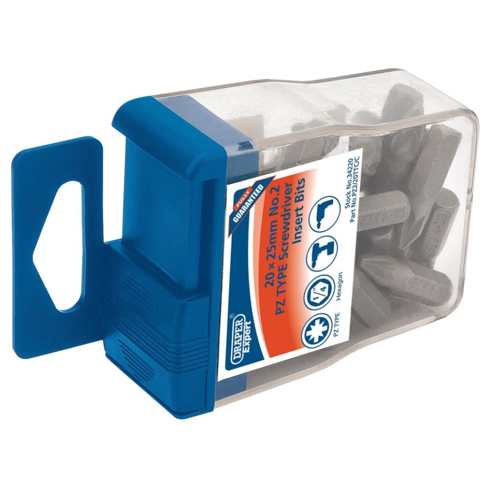 PZ TYPE Insert Bits in Plastic Storage Case, No.2 x 1/4"" (Pack of 20)