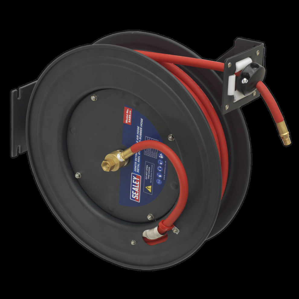 Sealey Retractable Air Hose Steel Reel 20M Ø10mm Id Rubber Hose