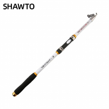 (White-2.4 m) Shawto Telescopic Fishing Rod Carbon Fiber Feeder Rod FRP Spinning Ultralight Hard Carp Fishing Pole 2.1m 2.4m 2.7m 3.0M 3.6m
