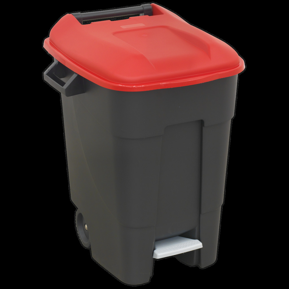Sealey Refuse/Wheelie Bin With Foot Pedal 100L - Red