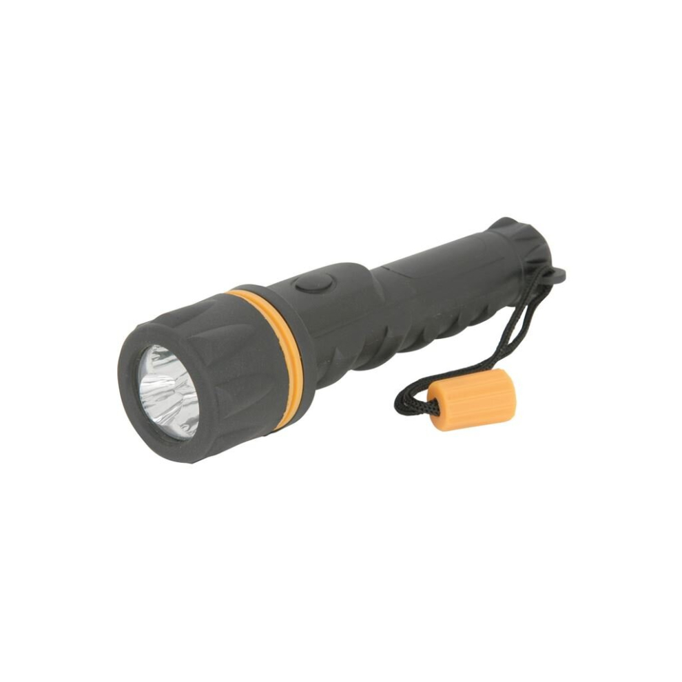 RUBBER HEAVY DUTY LED TORCH ( REQUIRES 2 X AA BATTERIES)