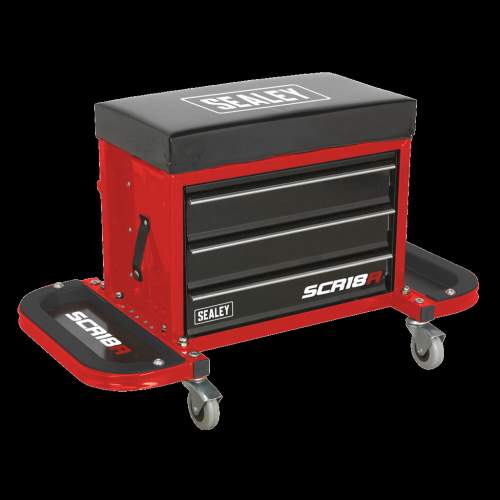 Sealey Mechanic's Utility Seat & Toolbox - Red