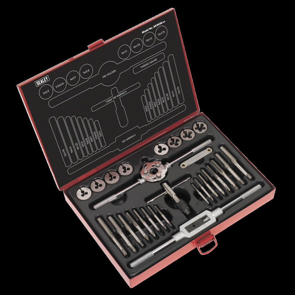 Sealey Tap & Die Set 28Pc Split Dies Metric