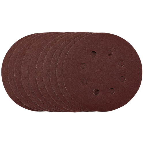 Draper Punched Sanding Discs, 125mm, Hook & Loop, 120 Grit, (Pack of 10)