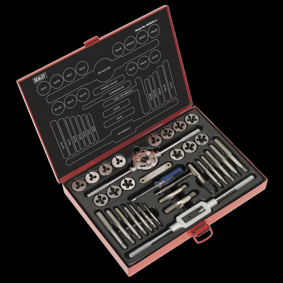 Tap & Die Set 33pc Split Dies Metric/UNF/BSP