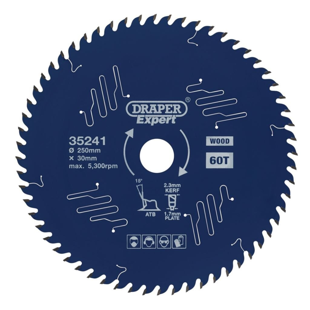 Draper Expert Tct Circular Saw Blade For Wood With Ptfe Coating, 250 X 30Mm, 60T