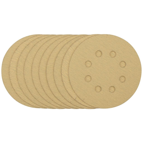 Draper Gold Sanding Discs with Hook & Loop, 125mm, 120 Grit (Pack of 10)