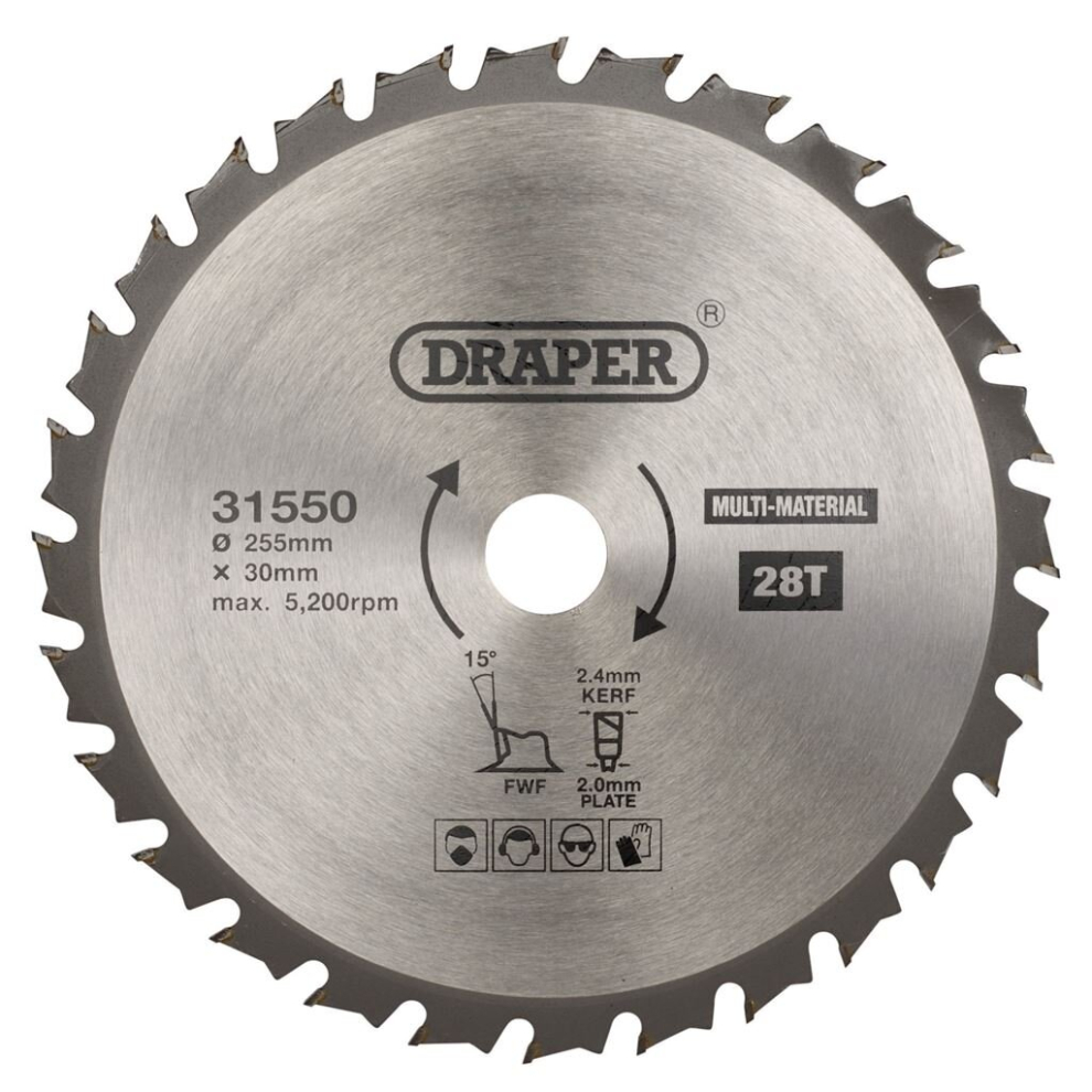 Draper Tct Multi-Purpose Circular Saw Blade, 255 X 30Mm, 28T
