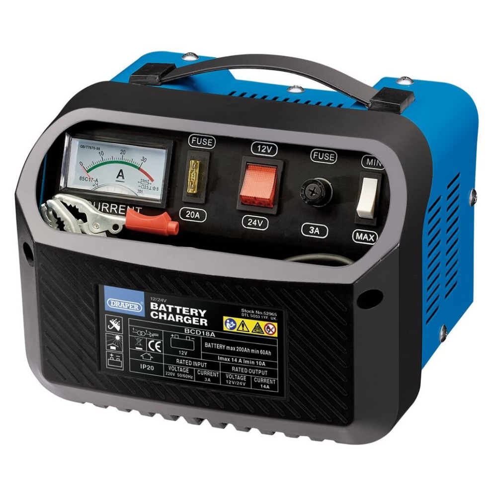 Draper 12/24V Battery Charger, 10 - 14A