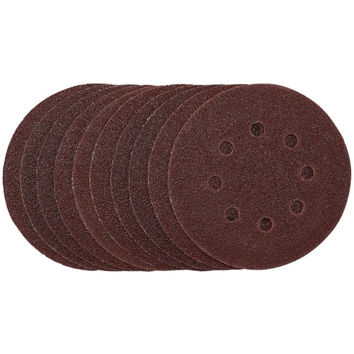 Draper Punched Sanding Discs, 125mm, Hook & Loop, 40 Grit, (Pack of 10)