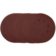 Punched Sanding Discs, 125mm, Hook & Loop, 240 Grit, (Pack of 10)