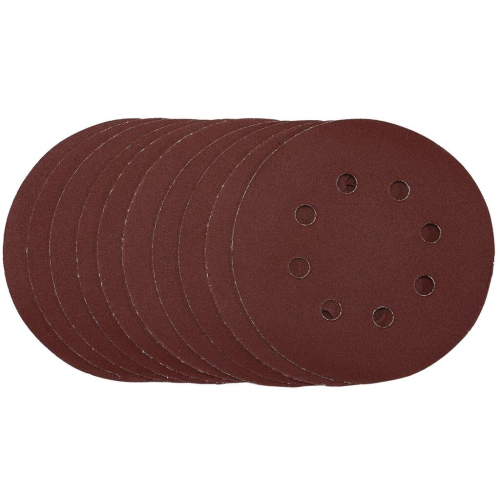 Draper Punched Sanding Discs, 125mm, Hook & Loop, 240 Grit, (Pack of 10)