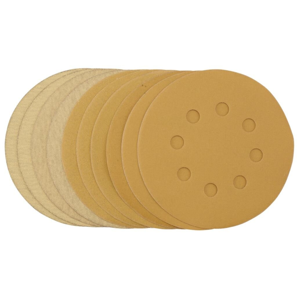 Gold Sanding Discs With Hook & Loop, 125Mm, Assorted Grit - 120G, 180G, 240G, 320G, 400G (Pack Of 10) 5059482006357