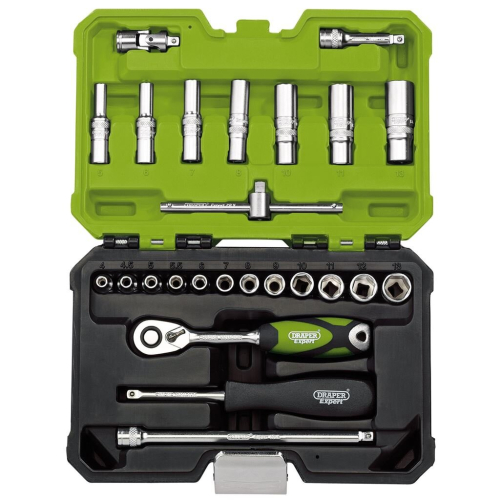 Draper Draper Expert Metric Socket Set, 1/4"" Sq. Dr., Green (25 Piece)