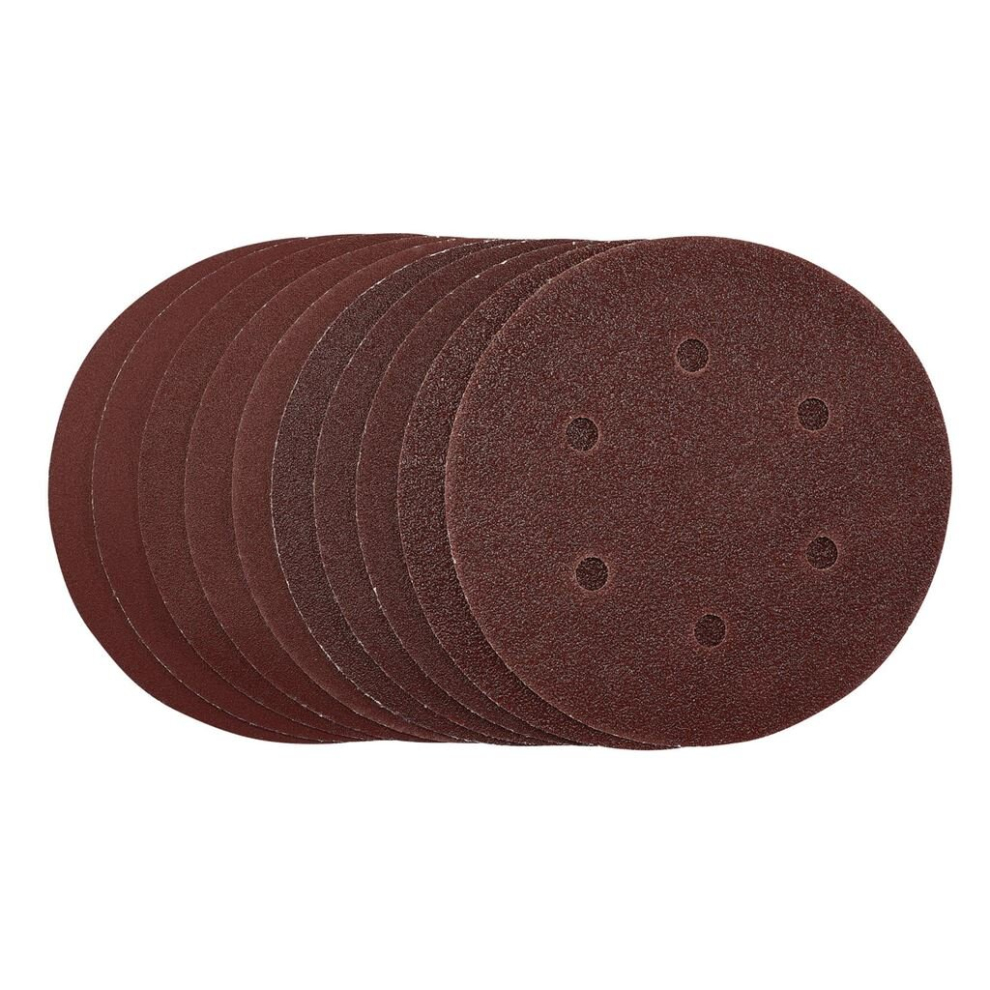 Draper Grain Sanding Discs, 150Mm, Hook & Loop, Assorted Grit, (Pack Of 10) Size 10