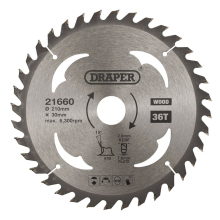 TCT Circular Saw Blade for Wood, 210 x 30mm, 36T