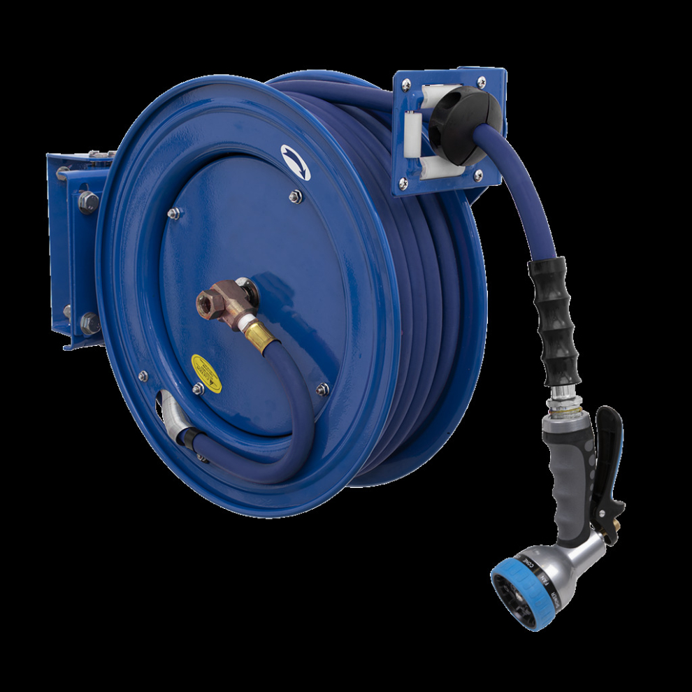 Heavy-Duty Retractable Water Hose Reel 15m Ø13mm ID Rubber Hose