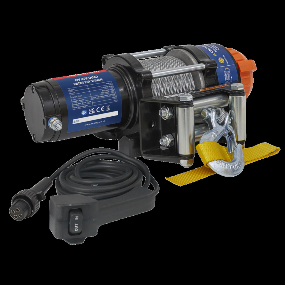 Sealey Atv/Quad Recovery Winch 1135Kg (2500Lb) Line Pull 12V