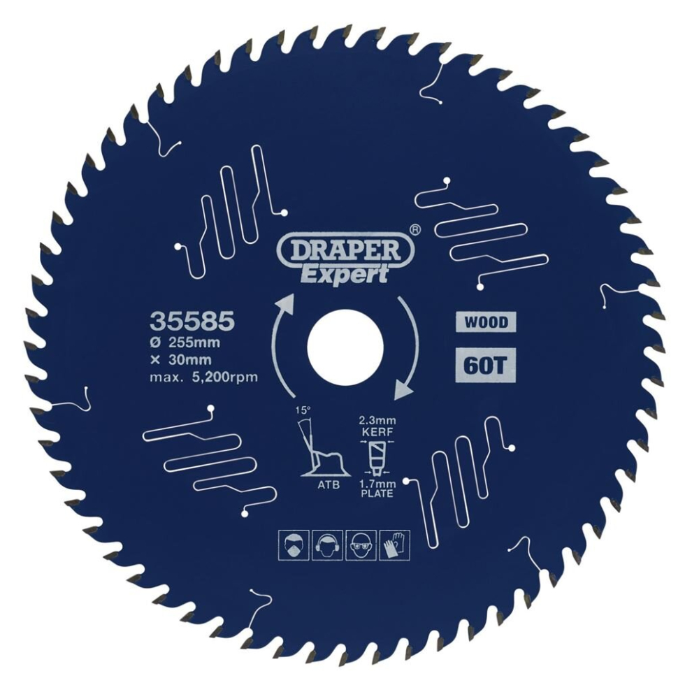 Draper Expert Tct Circular Saw Blade For Wood With Ptfe Coating, 255 X 30Mm, 60T 5059482012976