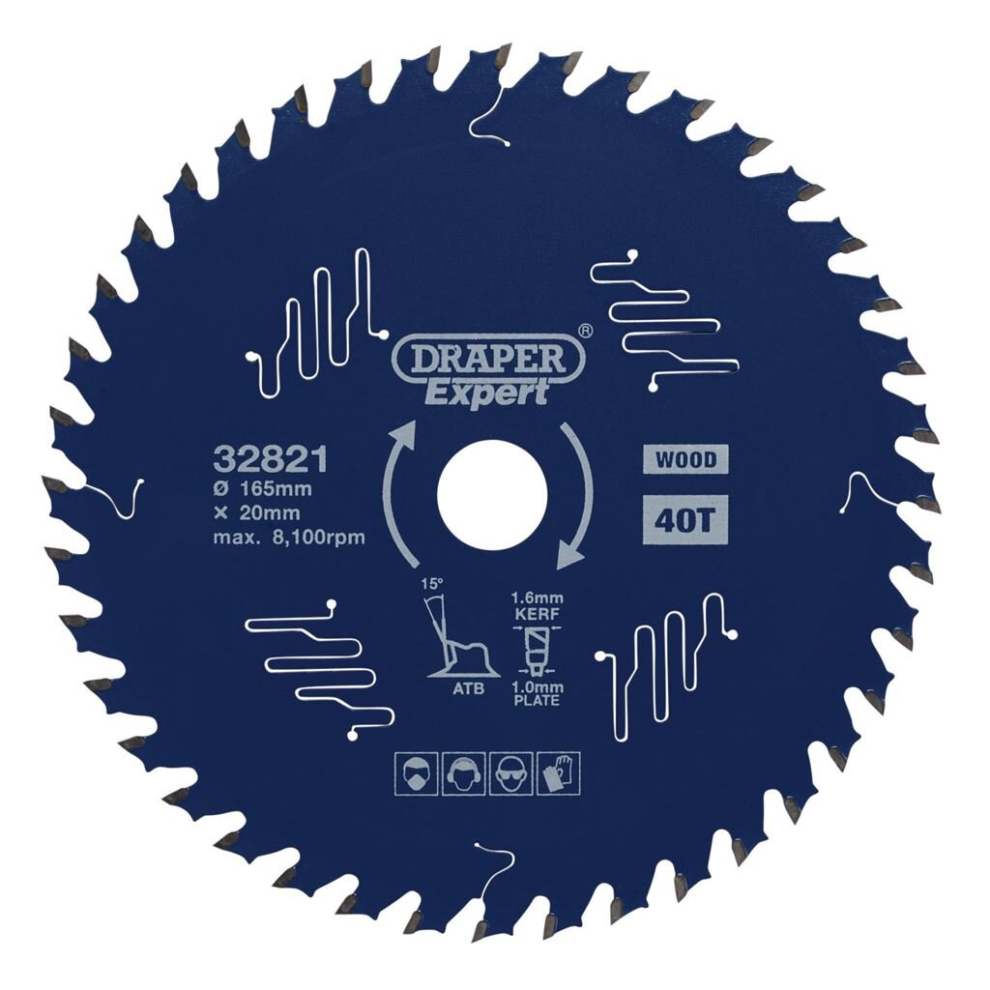 Draper Expert Tct Circular Saw Blade For Wood With Ptfe Coating, 165 X 20Mm, 40T
