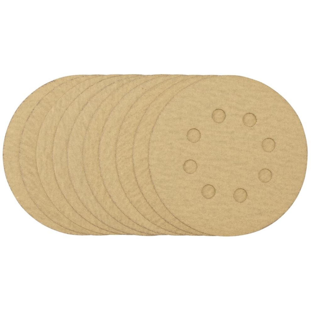 Draper Sanding Discs With Hook & Loop, 125Mm, 180 Grit (Pack Of 10) Gold