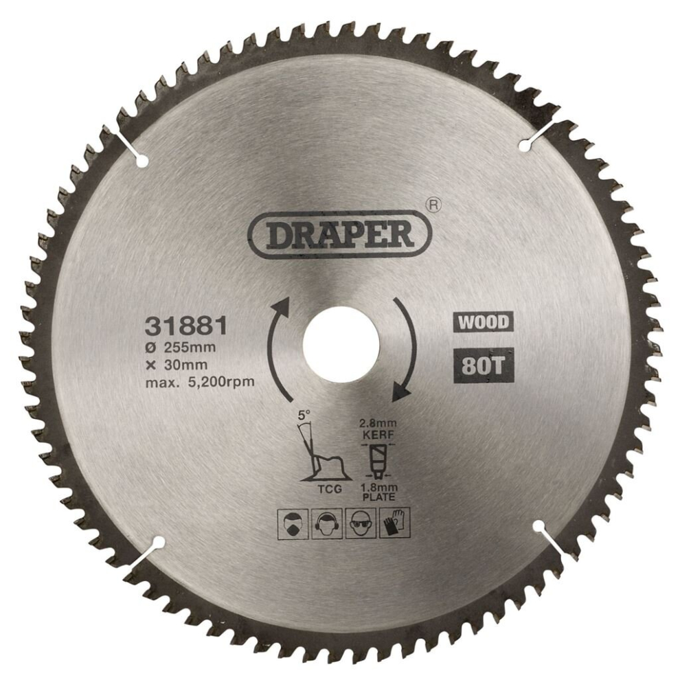 Tct Triple Chip Grind Circular Saw Blade, 255 X 30Mm, 80T 5059482012907