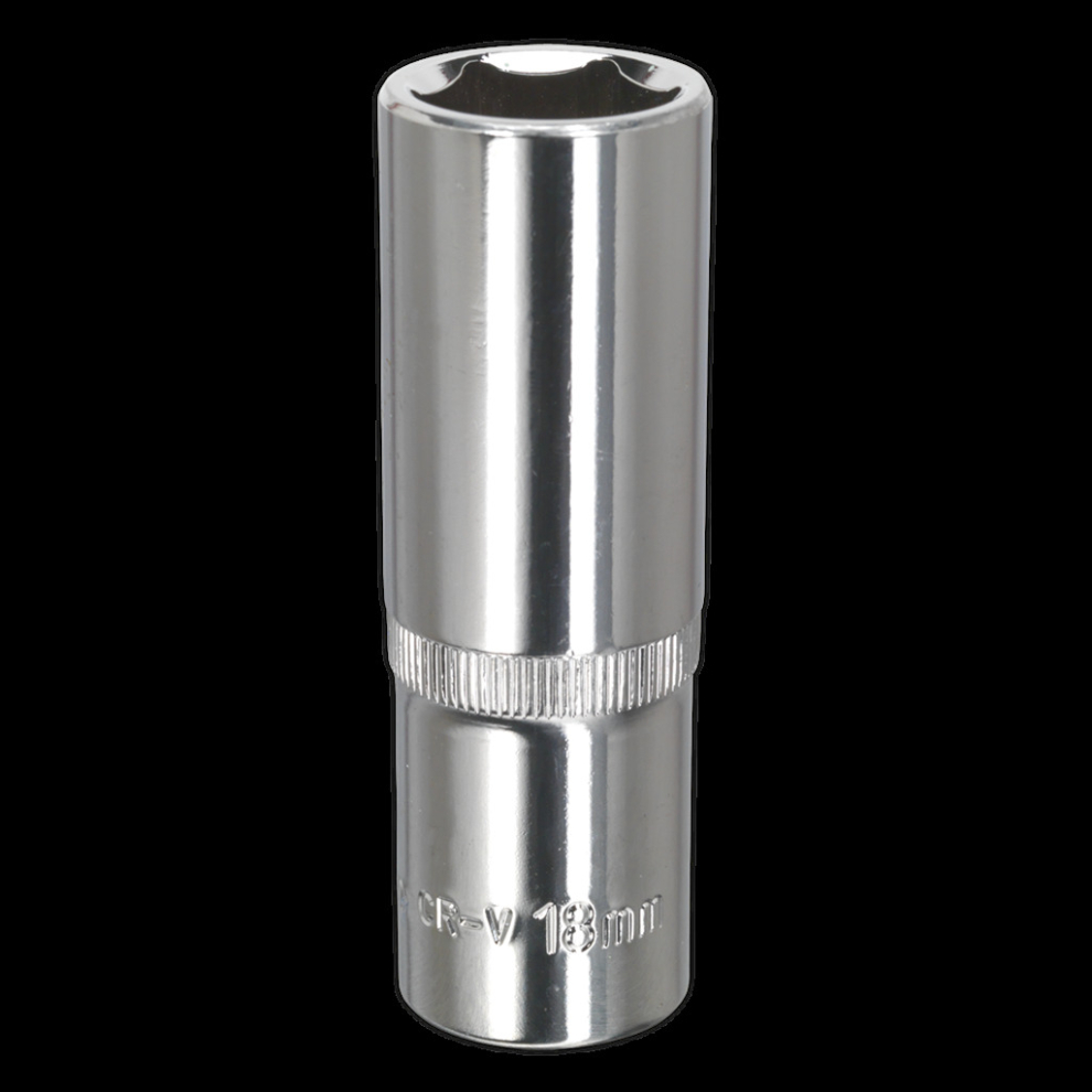 Sealey Walldrive® Socket 18Mm Deep 1/2"Sq Drive Fully Polished Size 1