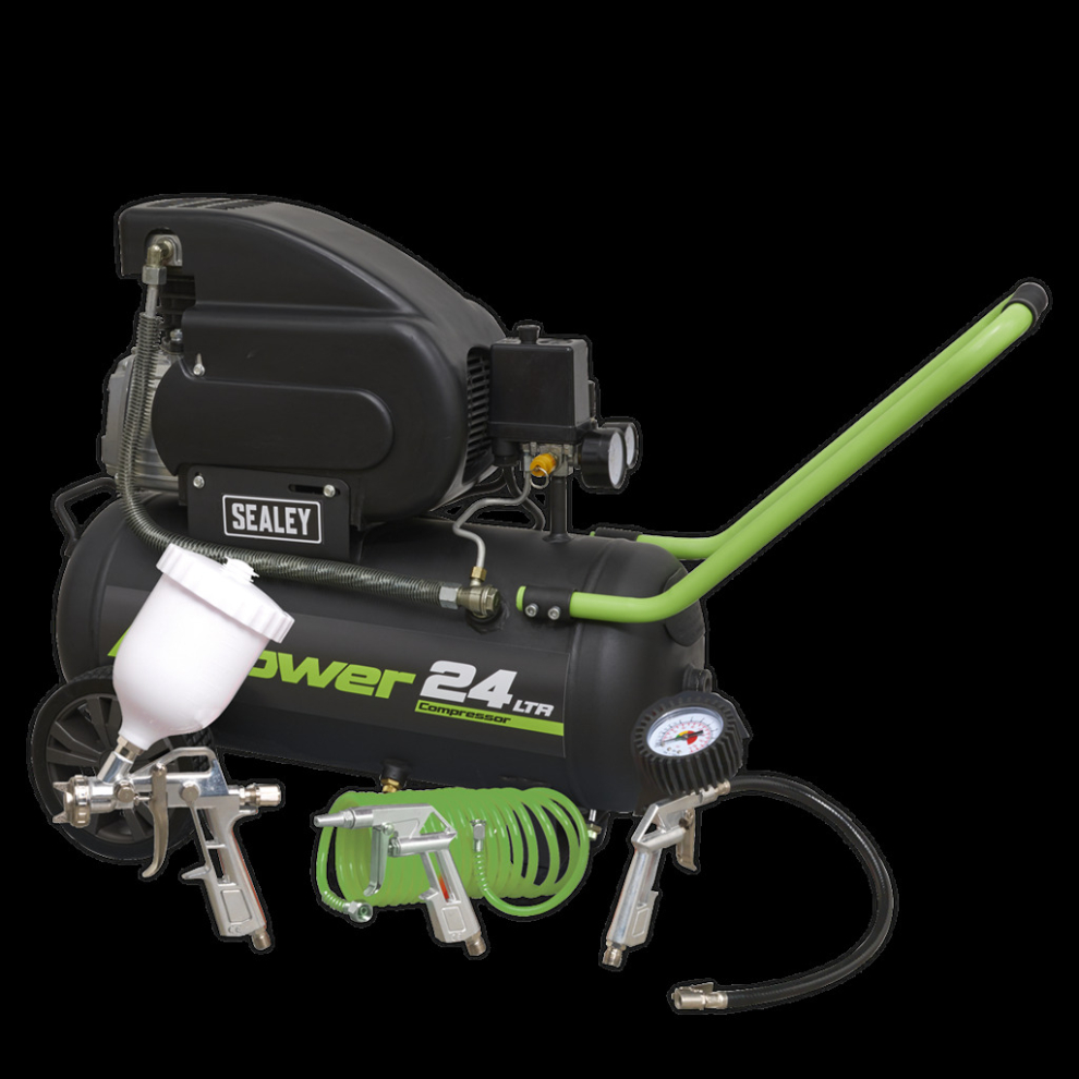 Sealey Air Compressor Direct Drive 2Hp With 4Pc Air Accessory Kit 24L