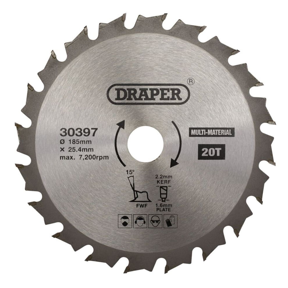 Draper Tct Multi-Purpose Circular Saw Blade, 185 X 25.4Mm, 20T