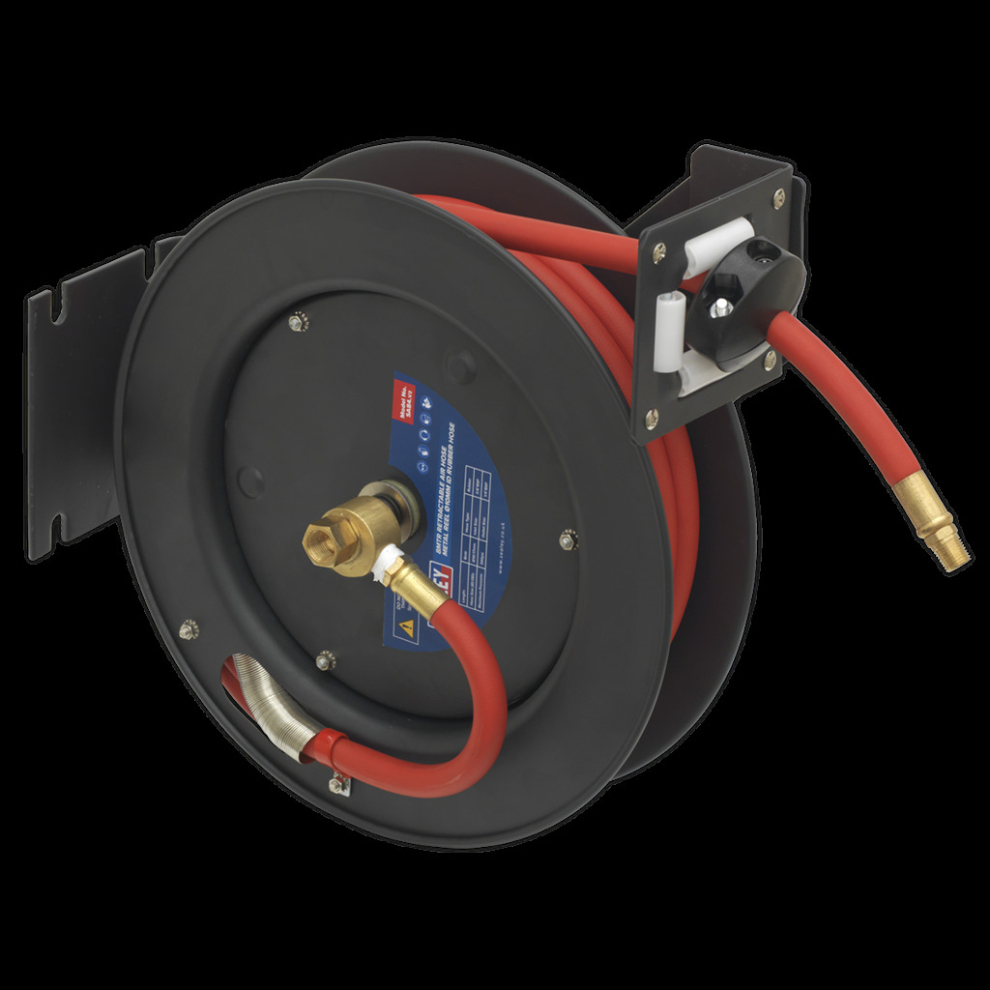 Sealey Retractable Air Hose Steel Reel 8M Ø10mm Id Rubber Hose