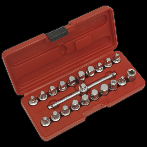 Sealey Oil Drain Plug Key Set 21pc 3/8"Sq Drive
