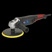 Polisher Ø180mm 1100W/230V Lightweight - Variable 600-3000rpm, Spindle Lock, Includes Side Handle, Backing Pad & Polishing Bonnet