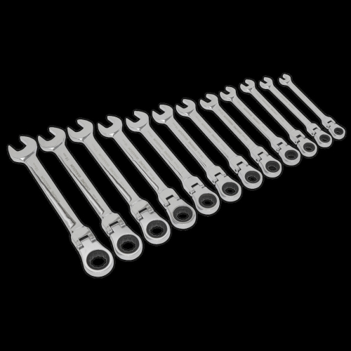 Sealey Flexible Head Ratchet Combination Spanner Set 12pc Metric