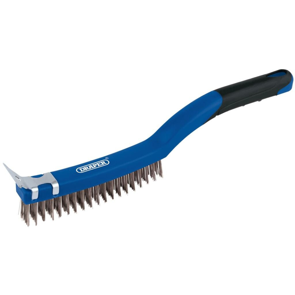 3 Row Stainless Steel Wire Scratch Brush With Scraper, 350Mm 5010559171804