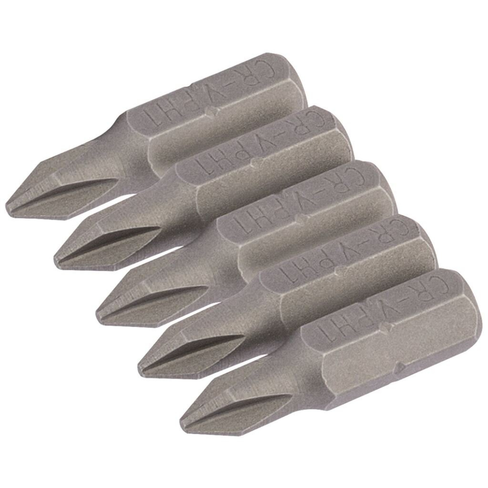 Draper Cross Slot Insert Bit, 1/4"" Hex, 25Mm Long, No.1 (Pack Of 5)