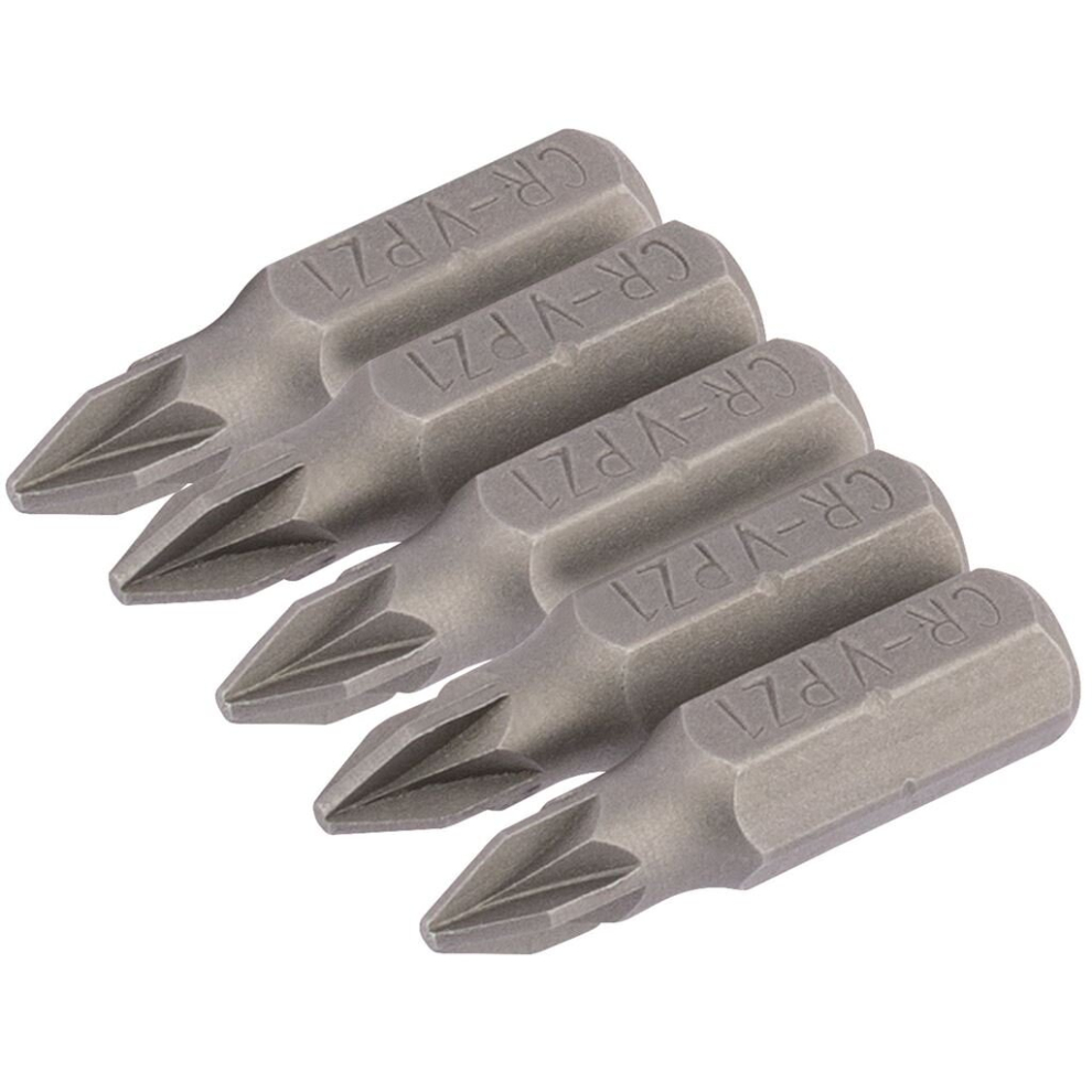 Draper Pz Type Insert Bit, No.1 X 25Mm, 1/4"" Hex (Pack Of 5)